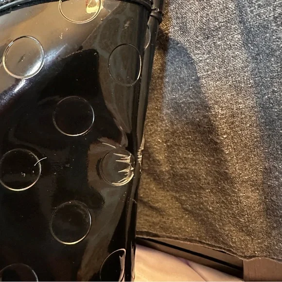 Kate Spade Black Patent Leather Polkadot Tote Bag Bow Detail - Picture 8 of 13